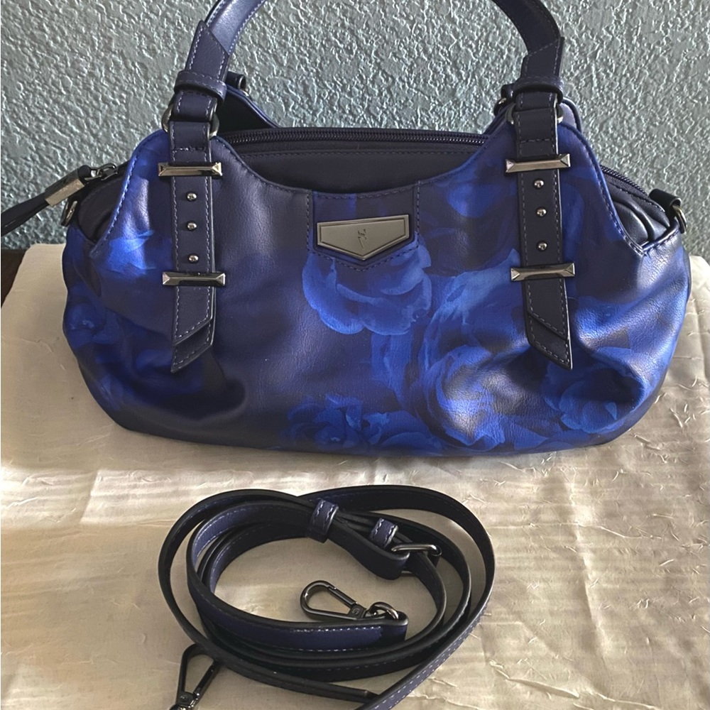 Vera Want Handbag Cobalt Blue Floral Fabric